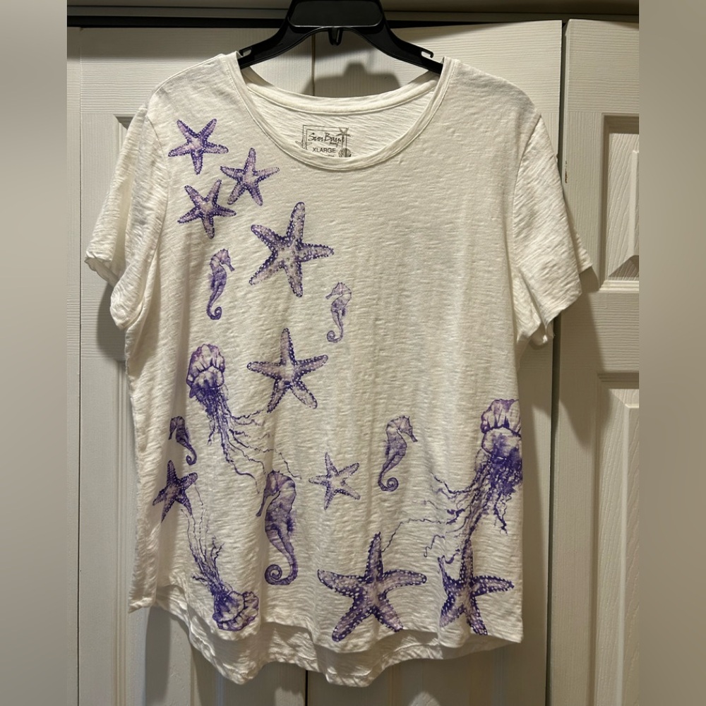 Purple Starfish Print Women's Top Size XL